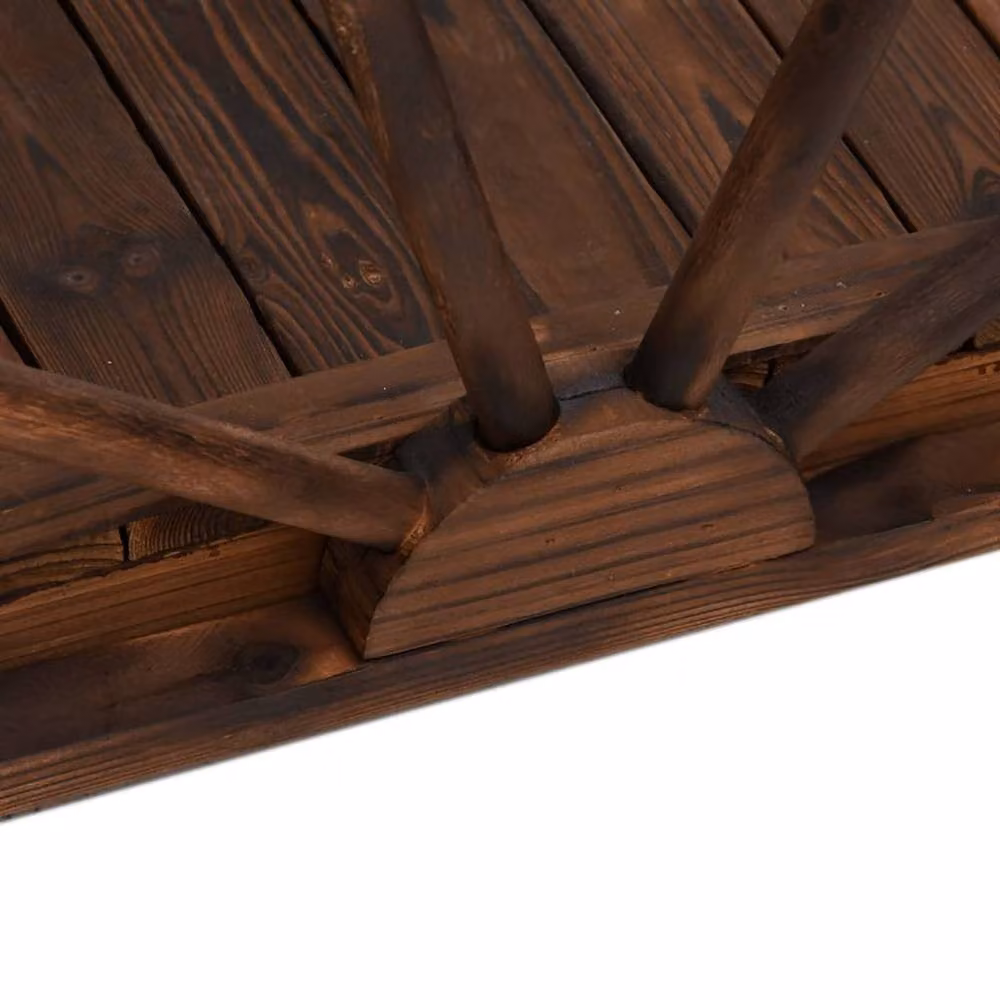 Berkfield Home Garden Bridge with Half-wheel in Brown Solid Wood, W/D/H: 99 x 50 x 38 cm – 4