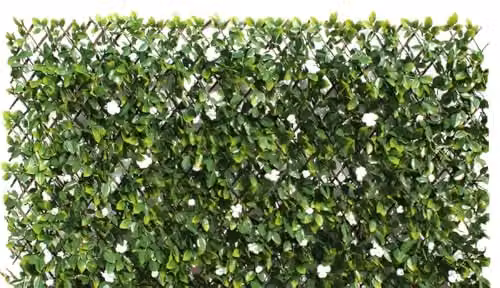 Primrose White and Green Woven Artificial Hedge Wall-Mounted Screen W: 100 cm, H: 200 cm – 3