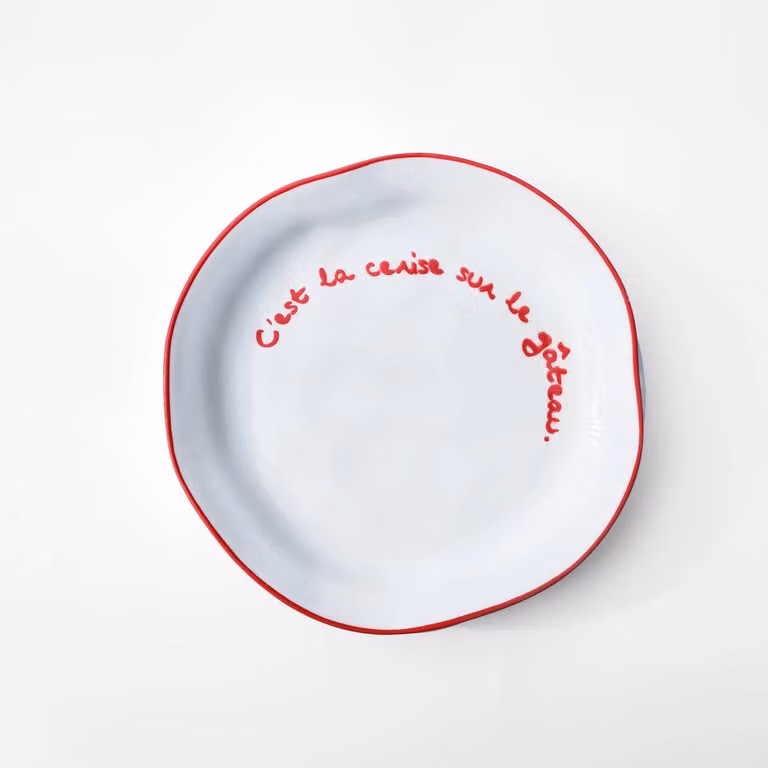 Maegen C'est La Cerise Sur Le Gateau Stoneware Side Plate, White, Diameter: 20.5 cm