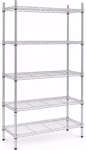 Oypla 5 Tier Heavy Duty Metal Wire Rack Shelving Unit in Silver