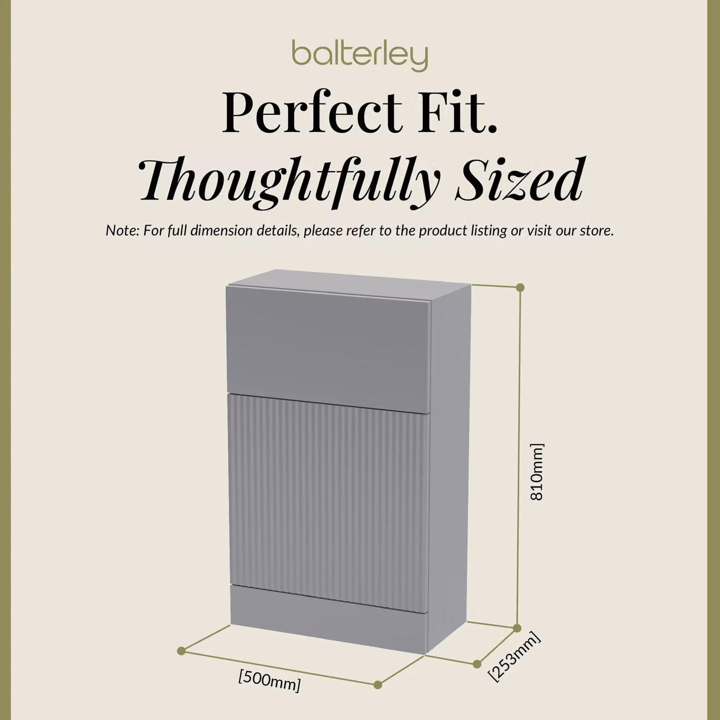 Balterley Fluted Matt Grey Floor Standing WC Unit W: 50 cm, H: 81 cm – 2