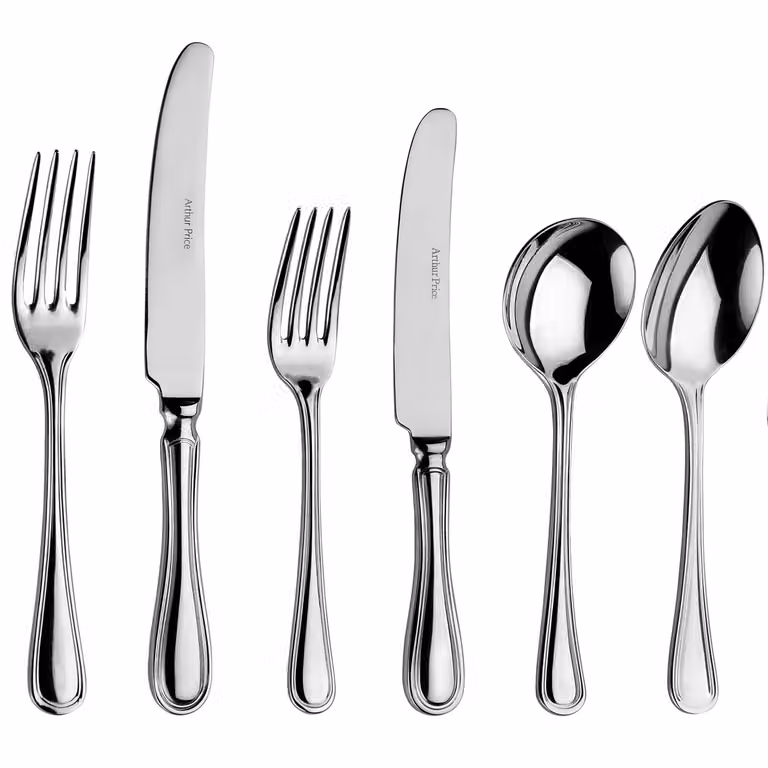 Arthur Price Britannia 58 Piece Stainless Steel Cutlery Set for 8 People in Polished Silver with Case