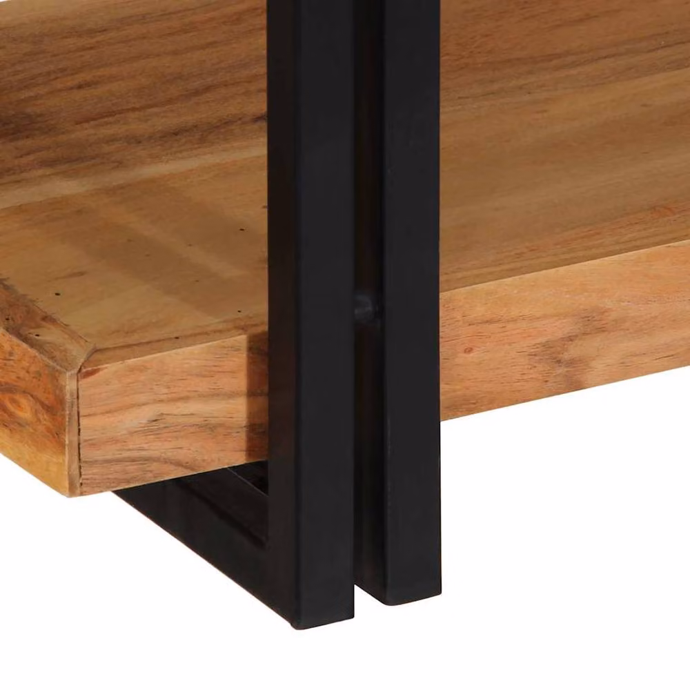 Berkfield Home Wall Mounted Acacia Wood Shelf in Brown, W/D/H: 110 x 33 x 45 cm – 4