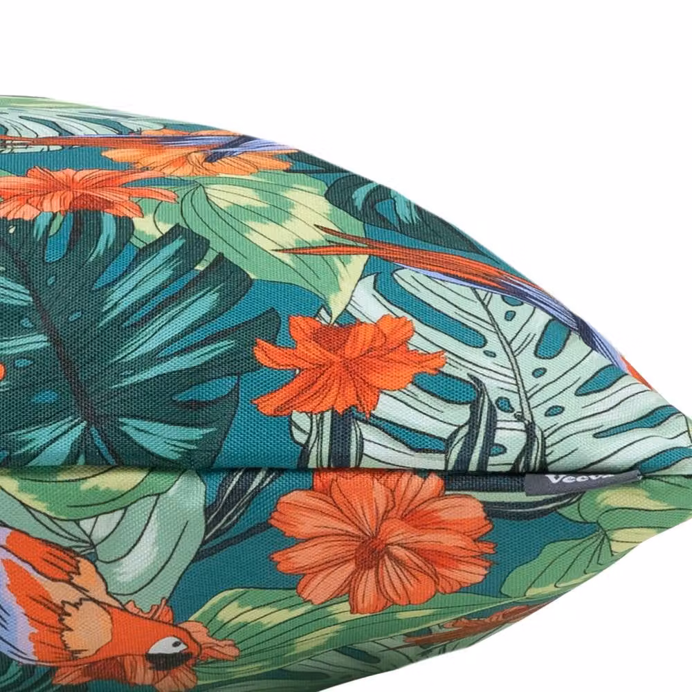 icon Tropical Print Waterproof Indoor and Outdoor Cushion, Parrot and Flower, Multicolour (4-Pack), W/D/H: 43 x 43 x 43 cm – 4