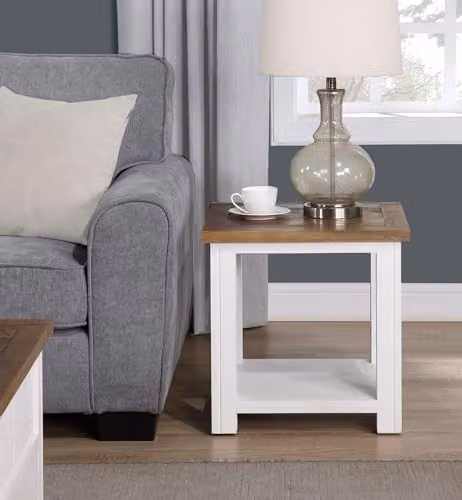 baumhaus Splash of White Lacquered Wood Lamp Table in White – 2