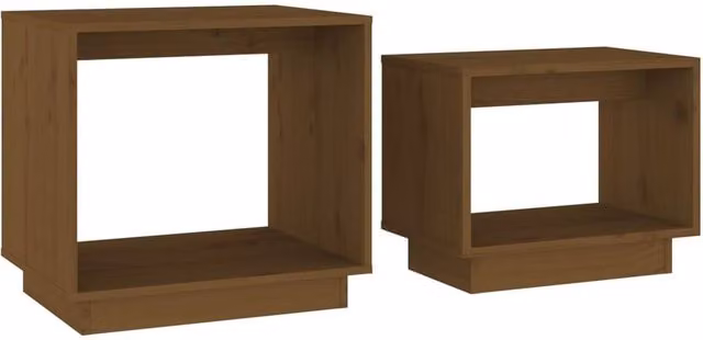 Berkfield Home Nesting Coffee Tables, Set of 2, Honey Brown Solid Pine Wood