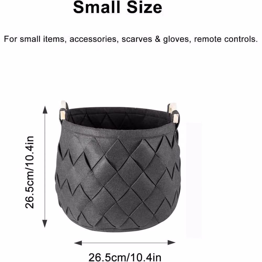 EONLION Grey Felt Storage Basket with Handles, Collapsible Fabric Design, Width: 50 cm – 2