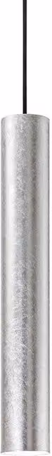 Ideal Lux Look 1 Light Slim Cylinder Ceiling Pendant in Silver and Grey, Diameter: 10.0 cm