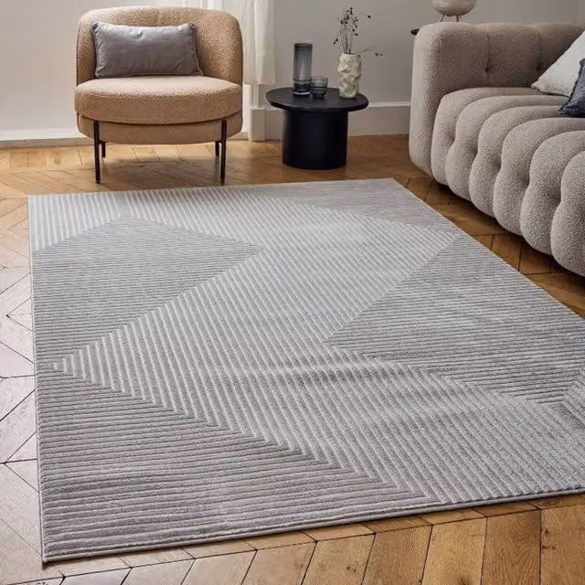 THE RUGS Carmel Geometric Grey Area Rug, W: 160 cm, D: 230 cm