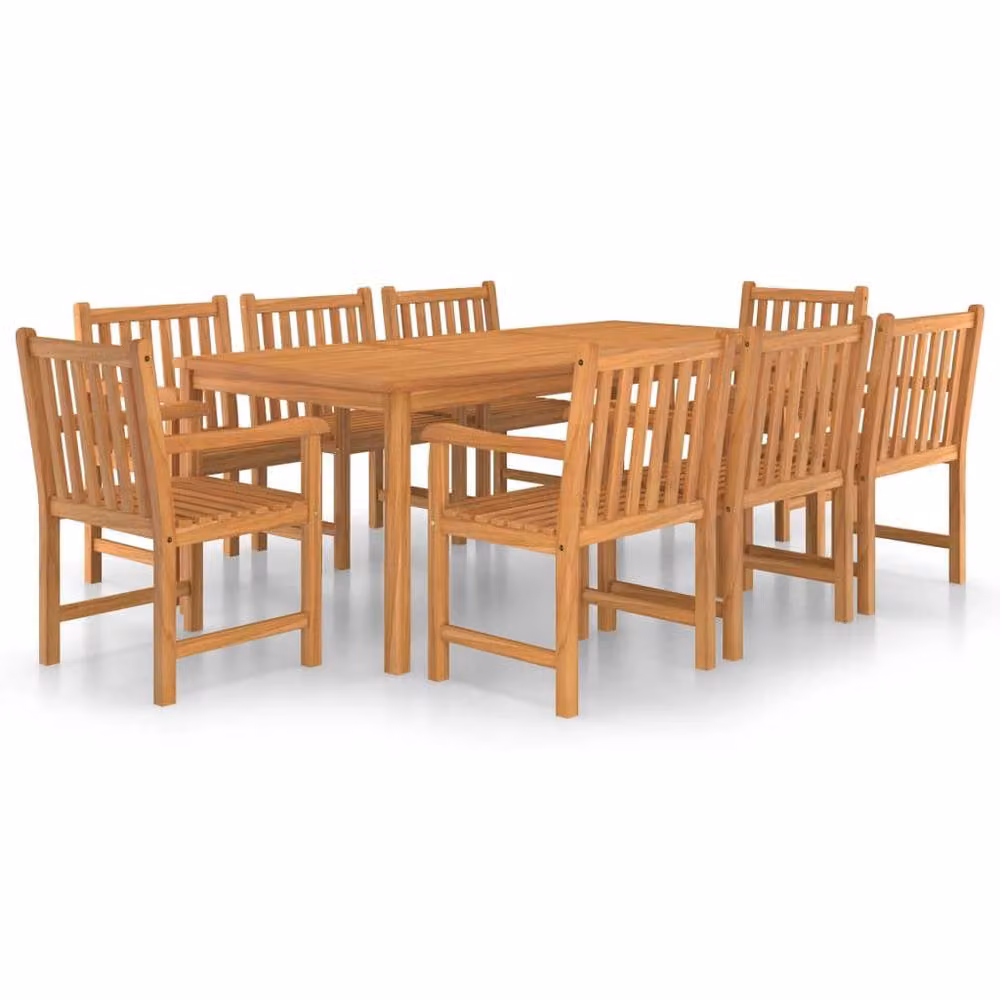 Berkfield Home 9 Piece Garden Dining Set in Brown Solid Teak Wood – 2