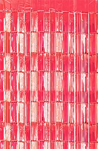 Netagon Red Metallic Tinsel Hanging Curtain, W: 100 cm, H: 200 cm – 1