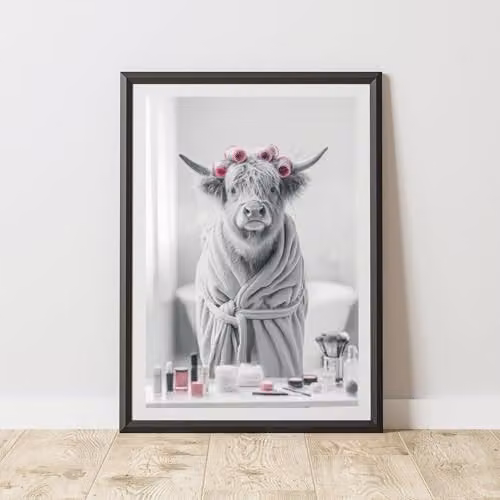 60 Second Makeover Highland Cow Modern Paper Poster, Multicolour, A3