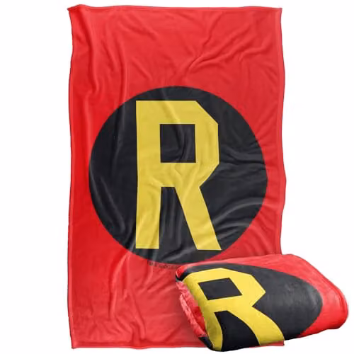 LOGOVISION DC Originals Robin Logo Super Soft Silky Touch Fleece Throw Blanket, Multicolour, W: 91.44 cm x D: 91.44 cm x H: 147 cm