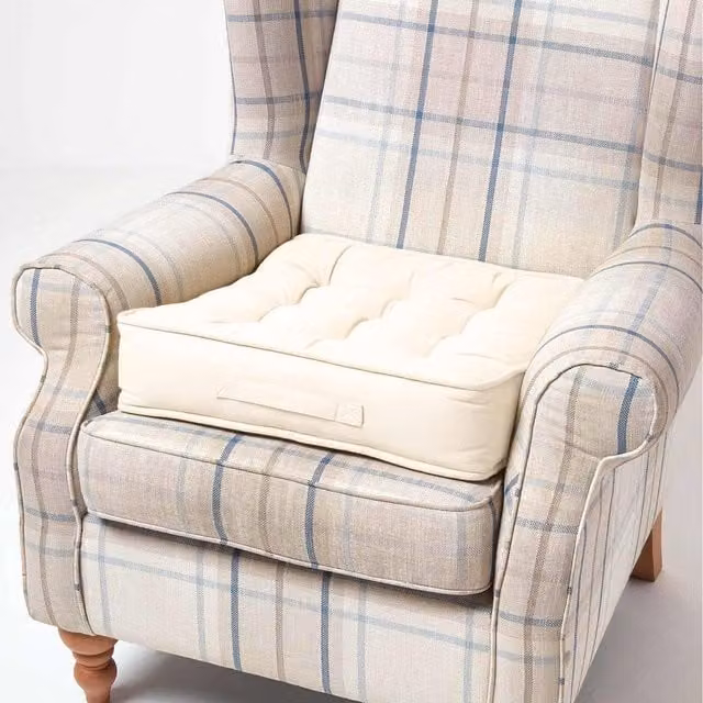 Homescapes Cream Cotton Armchair Booster Cushion, 50 x 50 cm