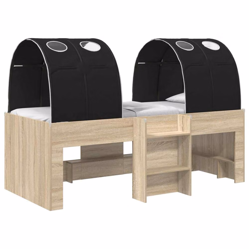 Berkfield Home 3-Piece Modern Bed with Tunnel in Sonoma Oak and Black Engineered Wood – 2