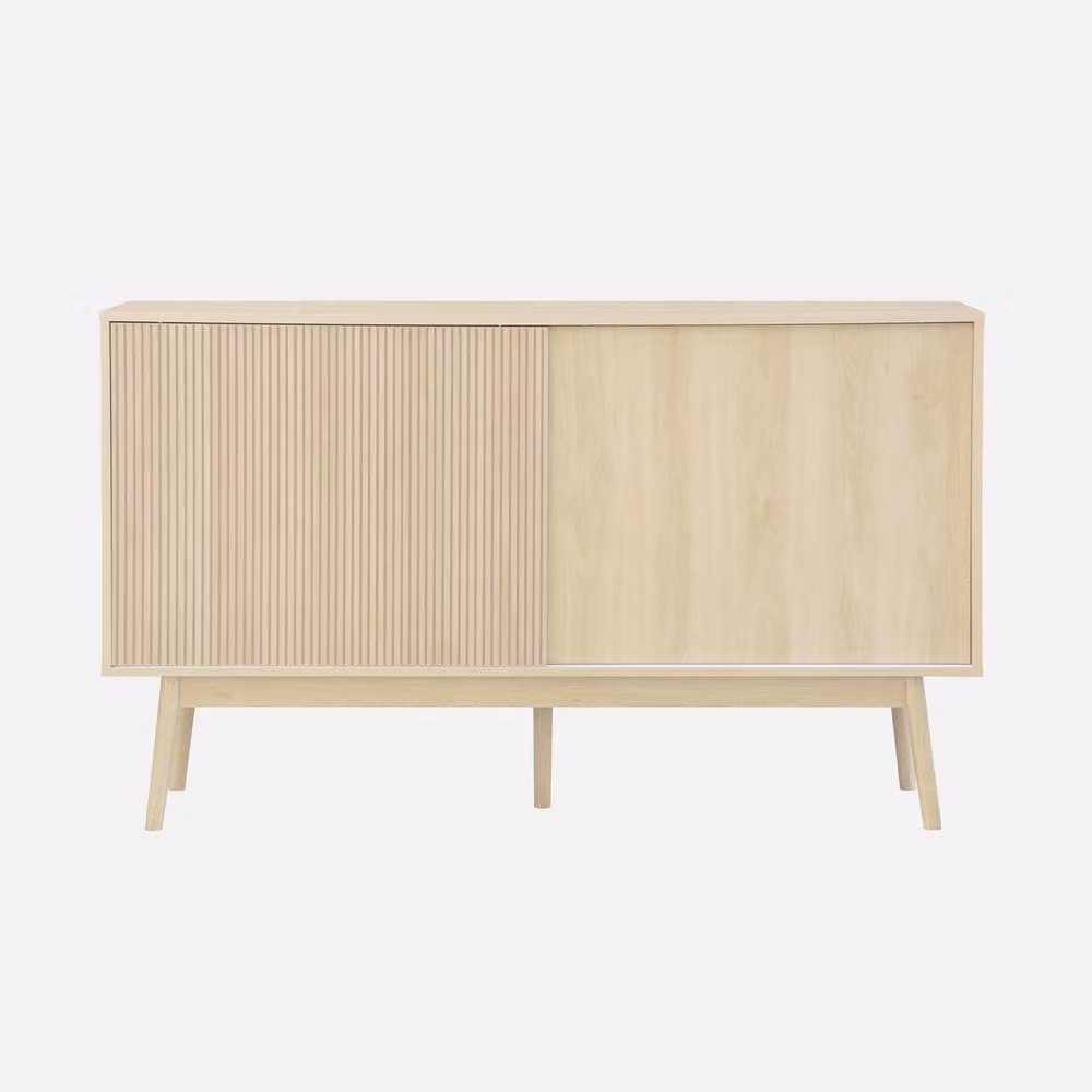 Sweekeec Scandinavian Style 2-Door Buffet Sideboard in Light Brown Wood Effect – 2