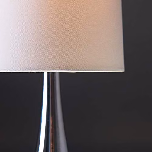 ValueLights Set of 2 Modern Teardrop Touch Table Lamps with Grey Fabric Shades and Warm White LED Bulbs in Chrome – 4