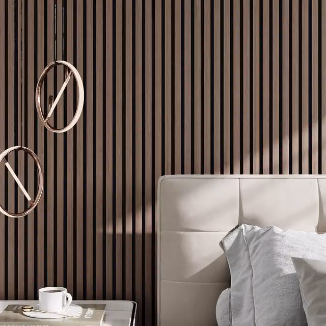 Darphe Brown Wood-Look Melamine-Faced MDF Acoustic Wall Panels with PET Backing