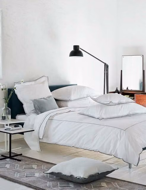 Designers Guild Astor Grey Mix Pure Cotton Percale Bedding Set, W: 140 cm, H: 200 cm