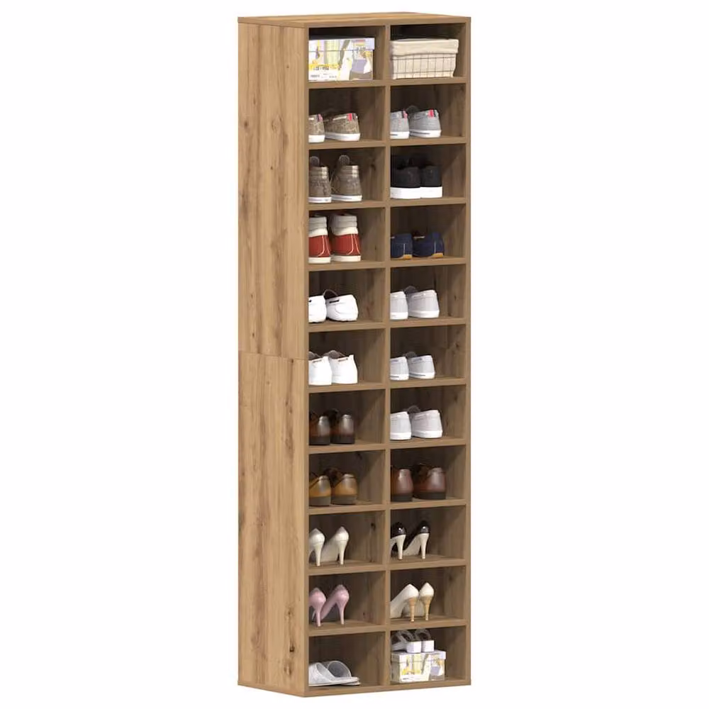 Berkfield Home Artisan Oak Shoe Cabinet in Brown, W/D/H: 54 x 34 x 183 cm – 2