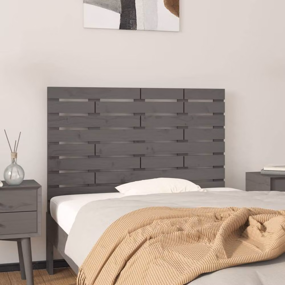 Berkfield Home Grey Rustic Solid Wood Pine Wall Headboard W/D/H: 96 x 3 x 63 cm – 2