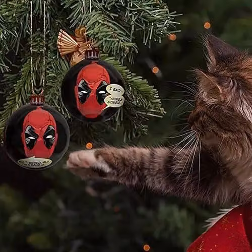 Deadpool 6-Piece Multicolour Metal Christmas Bauble Set in Red and Multicolour Decorated Tin – 4