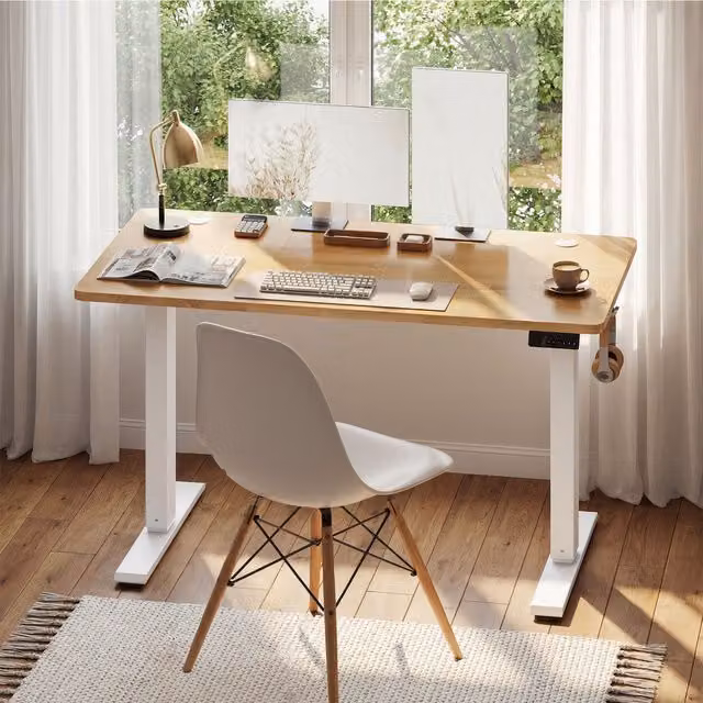 VASAGLE Electric Height Adjustable Standing Desk in Yellow and Black, W/D/H: 120 x 60 x 70 cm