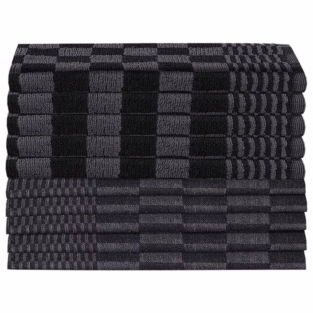 Berkfield Home 10 Piece Cotton Towel Set in Black, Grey and Multicolour – 3