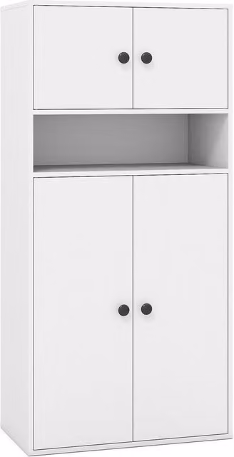 COSTWAY Modern 4-Tier Freestanding Tall Bookcase in White