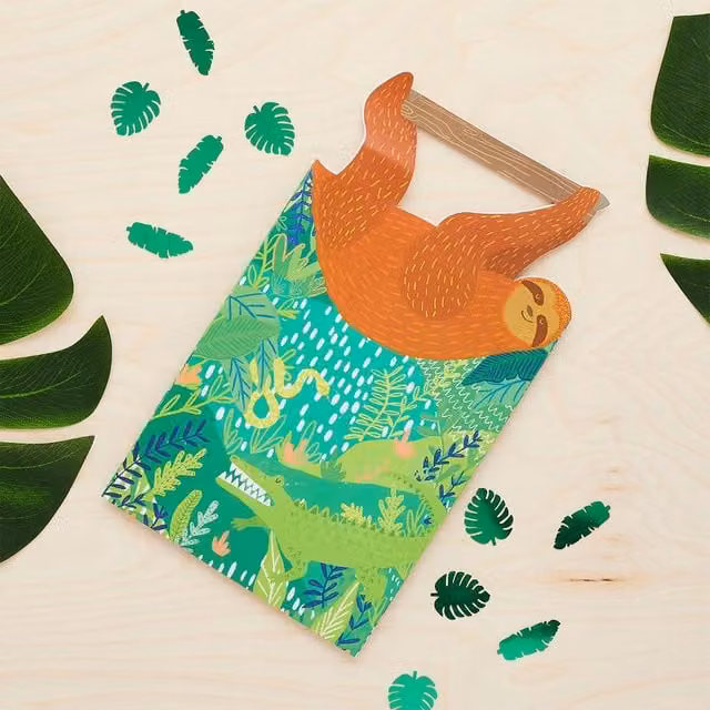 Club Green Jungle Birthday Party Bags, Pack of 5, Multicolour Paper Bags