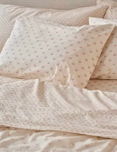 Piglet In Bed 2 Pack Martha Floral Washed Cotton Pillowcases in Pink Mix
