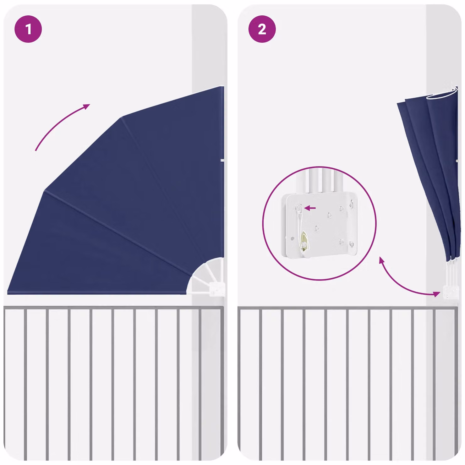 Berkfield Home Navy Blue Folding Balcony Privacy Screen, W/D/H: 140 x 140 x 140 cm – 5