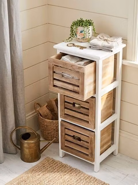 Orsina Modern 3 Drawer Chest in Natural Wood for Bedroom or Living Room, W/D/H: 75 x 30 x 27 cm – 2