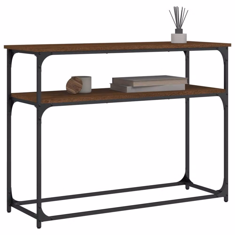 Berkfield Home Industrial Console Table in Brown Oak, W/D/H: 100 x 35.5 x 75 cm – 3
