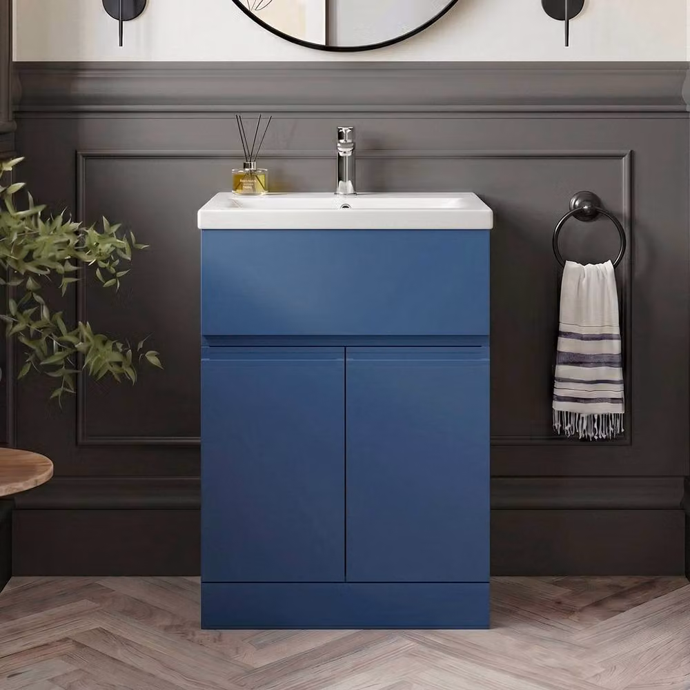 Balterley Mavesyn 2 Door 1 Drawer Freestanding Vanity Basin Unit, Blue, W: 60 cm, H: 85 cm – 3