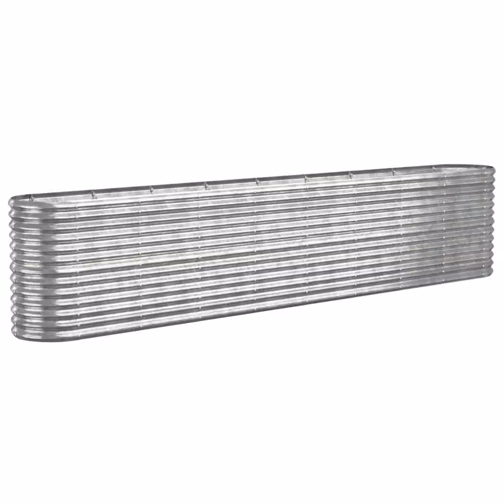 Berkfield Home Garden Powder-coated Steel Raised Bed in Silver, W/D/H: 332 x 40 x 68 cm – 2