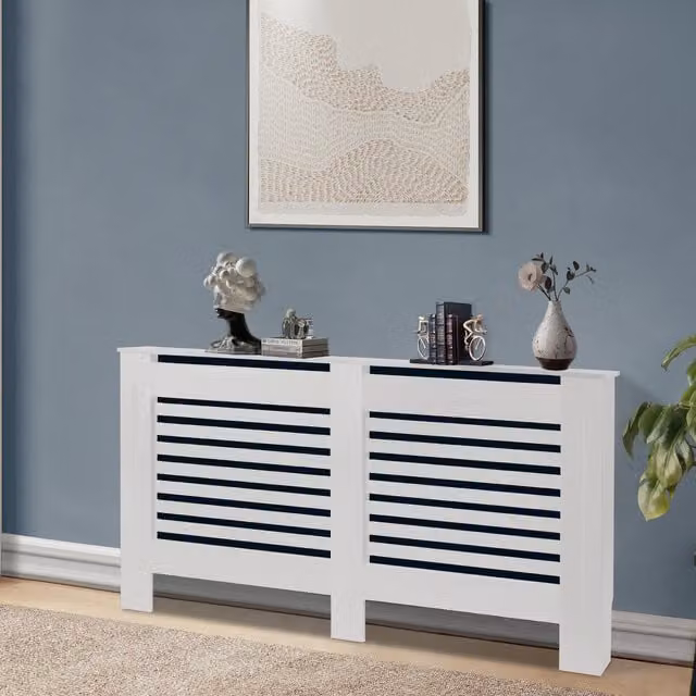 Groundlevel White Wooden Radiator Cover, Width: 152 cm