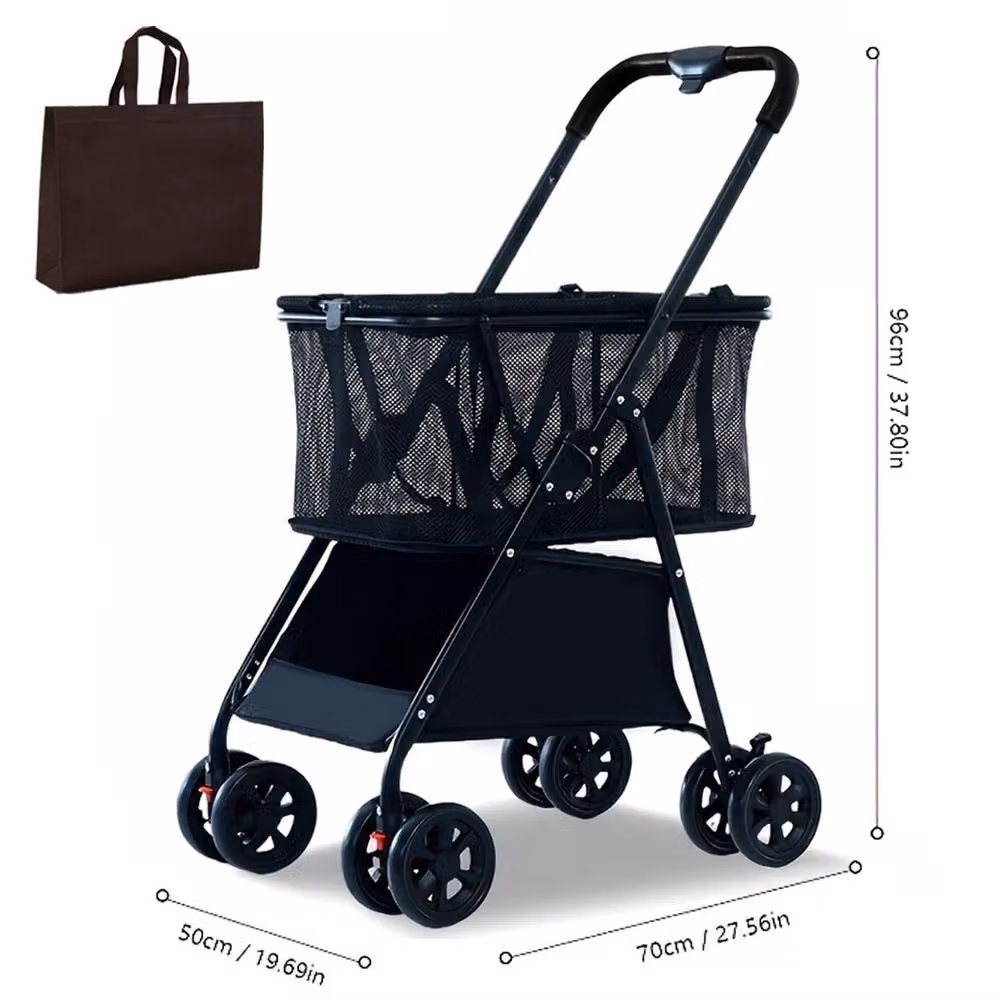 Ventryn Portable and Foldable Supermarket Shopping Cart with 8 Wheels, Black – 2
