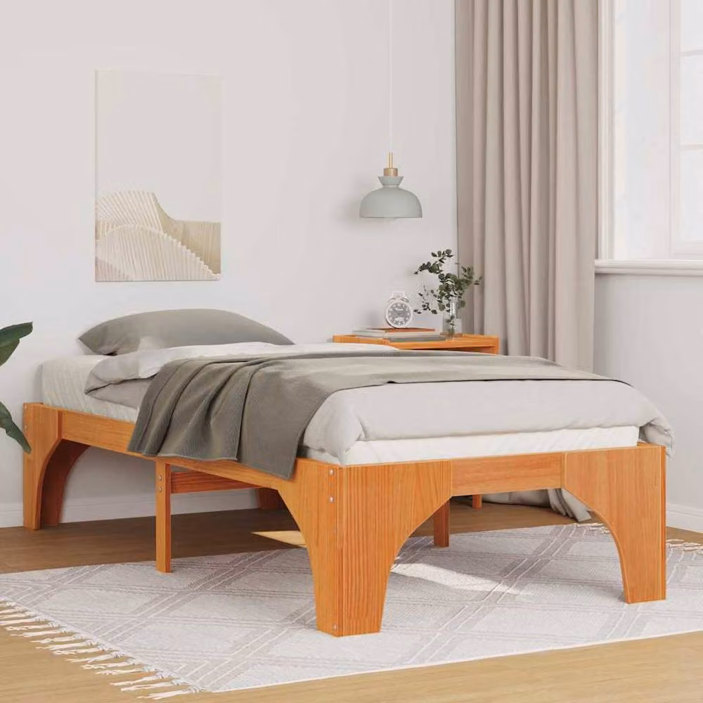 Berkfield Home Floor Bed Frame with Storage in Brown, Solid Pine Wood, W/D/H: 80 x 200 x 40 cm – 2