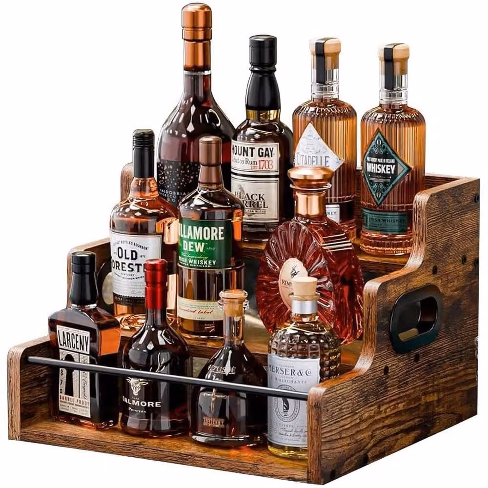 SPETLEK Retro Wooden Countertop Liquor Organiser in Brown, W/D/H: 40.5 x 30.5 x 23.5 cm – 4