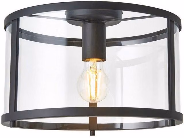 Netlighting Hopton Decorative Flush Ceiling Lamp in Matt Black and Clear Glass – 5