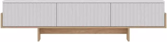 CALICOSY TV Cabinet with 3 Grooved Drop-Down Doors, White, Width: 180 cm