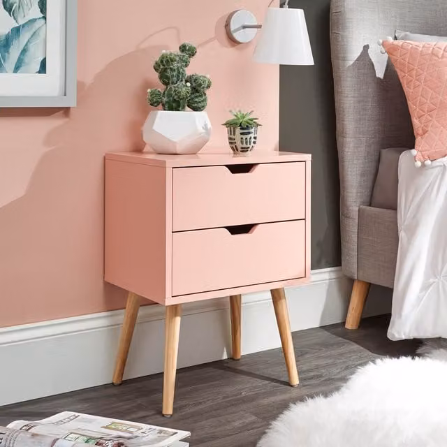 GFW Nyborg 2 Drawer Bedside Table in Pink – 1
