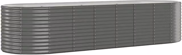 Berkfield Home Garden Powder-coated Steel Raised Bed in Grey, W/D/H: 322 x 100 x 68 cm