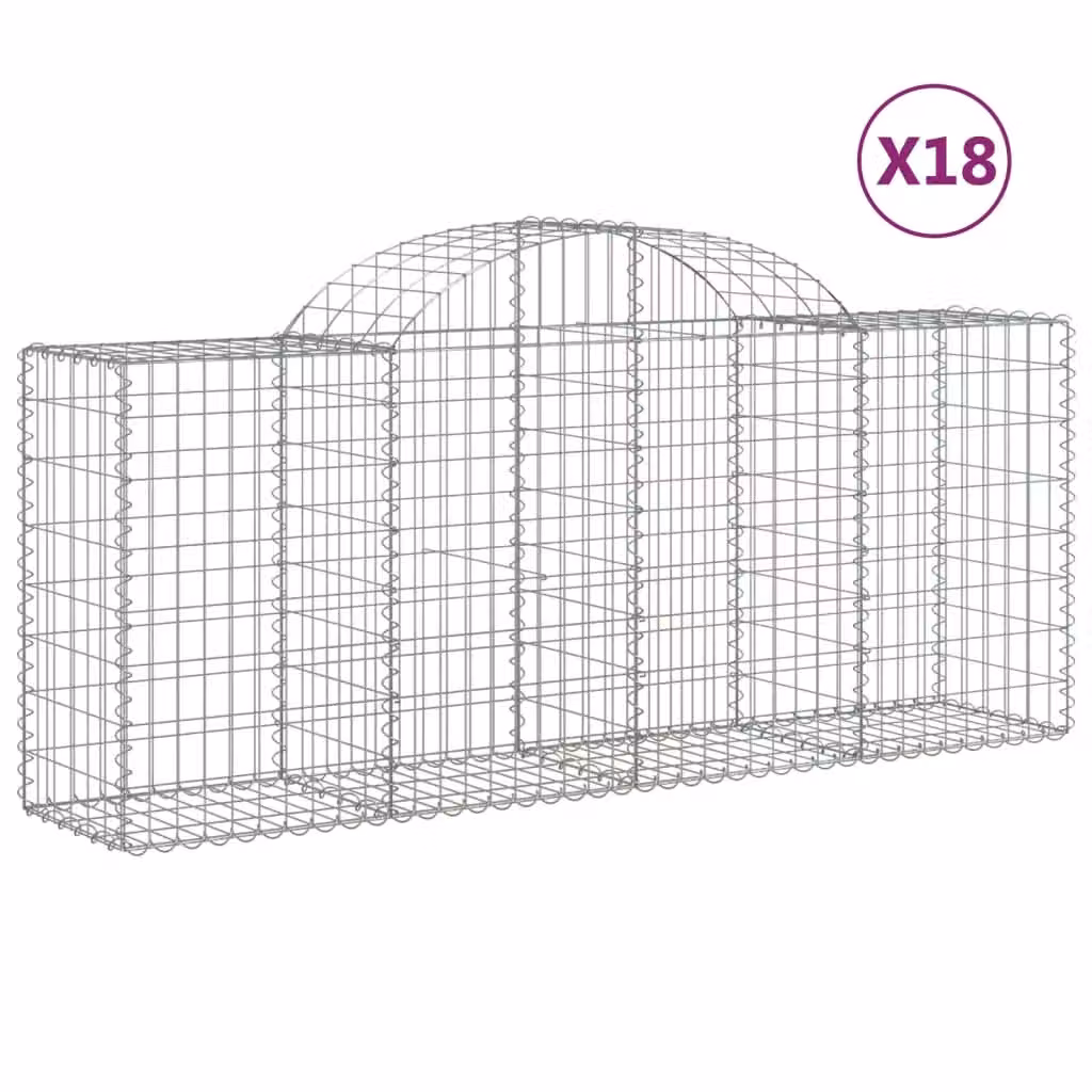 Berkfield Home Arched Gabion Baskets, 18 Piece Set, Silver Galvanised Steel, W: 200 cm, D: 50 cm, H: 80-100 cm – 2