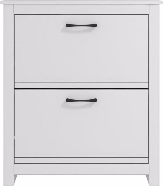 Galano Limestone Modern 2-Door Shoe Cabinet in White Matt Finish