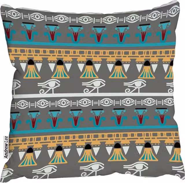 Andrew Lee Egyptian Vintage Ethnic Silhouette Cushion, Blue, W/D/H: 60 x 60 x 1 cm