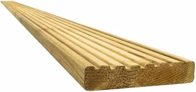 Snowdon Timber Products Ltd Treated Reject Decking Board, Natural Brown, Pack of 20, W: 144 mm, L: 3.6 m, Thickness: 27 mm