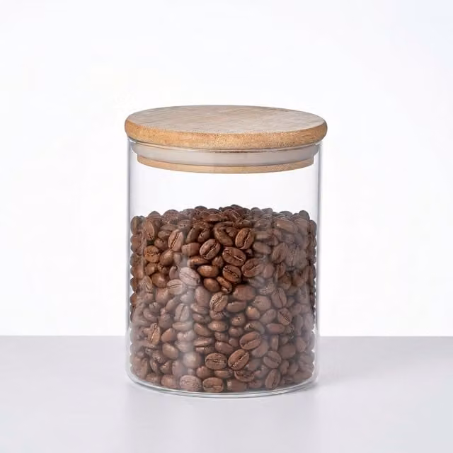 Eden & Willow Airtight Glass Pantry Storage Jar with Bamboo Lid, Transparent, 0.8l