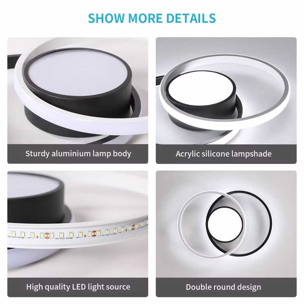 COMELY Modern Round LED Ceiling Light, 42W, 6500K Cool White, White/Multicolour – 3
